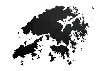 Obraz premium Abstract Polygon - Low Poly Color Black Hong Kong map. Vector Illustration eps10.