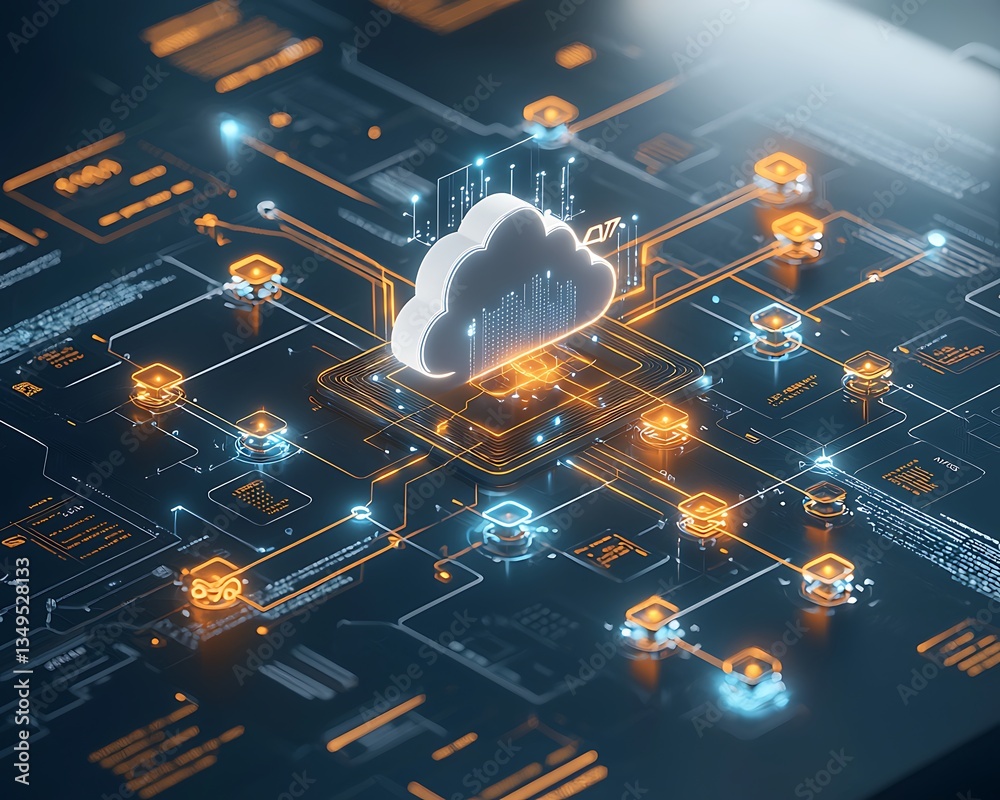 Poster cloud computing network graphic