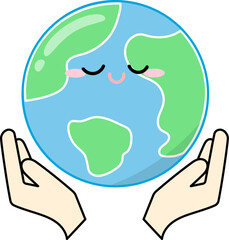 hand holding green earth