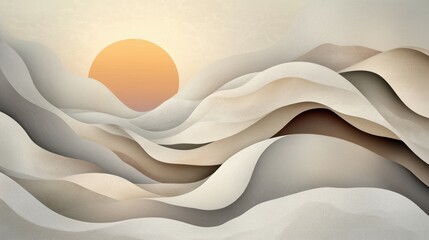 Abstract Landscape Design with Soft Colors and Gentle Waves