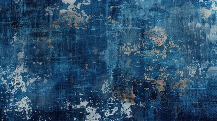 Obraz premium A modern urban rug with distressed denim-like textures and faded, rough edges.