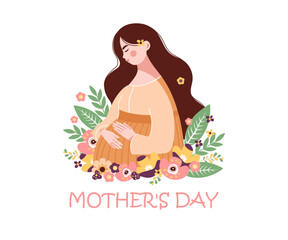 Mother's Day. Pregnant woman