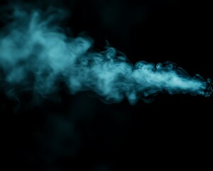 Obraz premium A stream of aqua colored vapor on a black background