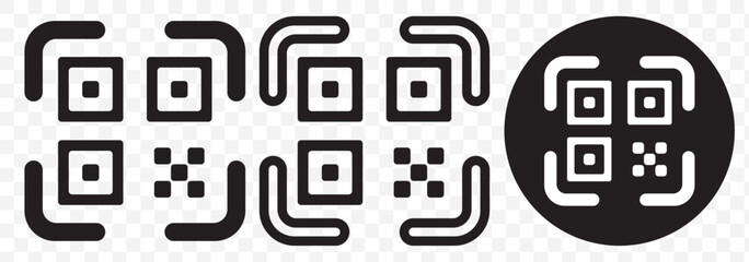 scan qr code icon scanning code sign. Simple digital scanning qr code label, vector illustration. QR Code with scan me text in the middle, scan me icon with QR code vector image, editable QR code png.