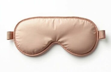 Beige sleep mask isolated on transparent white background. Aid relaxation. Rest. Comfortable eye cover made from soft material. Promotes better sleep quality, suitable for travel. Face accessory for