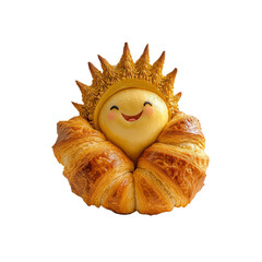 Obraz premium Happy Sun Croissant Delightful Pastry with Smiling Face