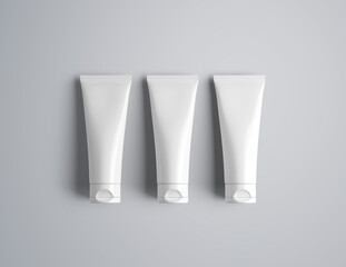 Three Cosmetic Tubes &ndash; Clean White Skincare Packaging