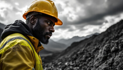 Obraz premium Strong and Determined: A Miner's Gaze