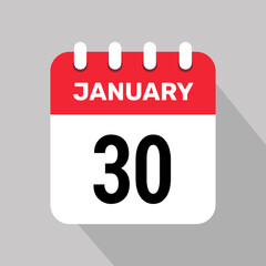 30 january calendar icon vector graphic design