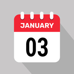 3 january calendar icon vector graphic design