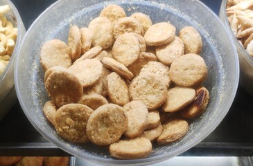 Mathri is a Rajasthani snack. It is a kind of flaky biscuit from north-west region of India. Once a local delicacy, mathi or mathri is now available in almost all sweet shops in India.