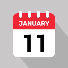 11 january calendar icon vector graphic design