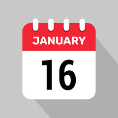 16 january calendar icon vector graphic design