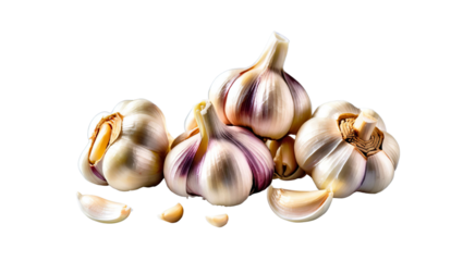 Fresh Garlic Bulbs with Cloves on a White Background for Cooking
