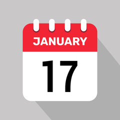 17 january calendar icon vector graphic design