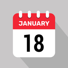 18 january calendar icon vector graphic design