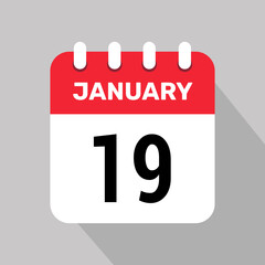19 january calendar icon vector graphic design