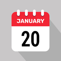 20 january calendar icon vector graphic design