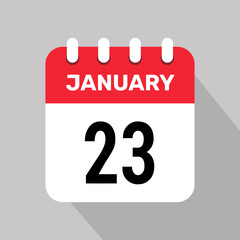23 january calendar icon vector graphic design