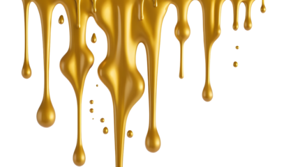 Dripping Golden Paint on a Transparent Background for Creative Design