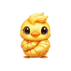Adorable Chick Wrapped in Golden Pastry - Cute Cartoon Illustration