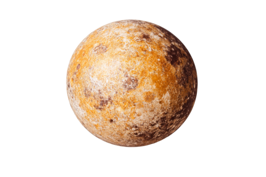 Sphere with brown speckled surface, cut out transparent