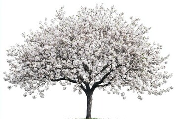 Naklejka premium Blossoming Cherry Tree on Isolated Background