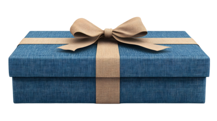 Elegant Blue Gift Box with Bow on a White Background