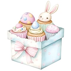 Assortment of Easter themed cupcakes with bunny