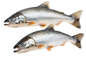 Obraz premium Fresh Silver Salmon Fish Isolated on White Background for Cooking