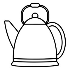 Tea Kettle Line Drawing Vector Design