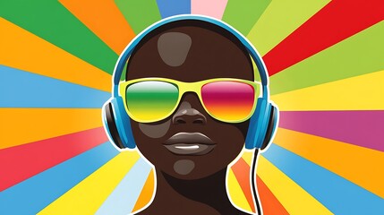 Colorful Kid with Headphones