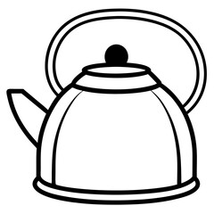 Tea Kettle Line Drawing Vector Design
