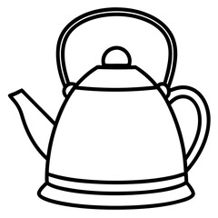 Tea Kettle Line Drawing Vector Design