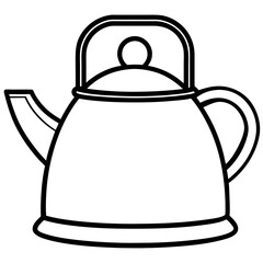Tea Kettle Line Drawing Vector Design