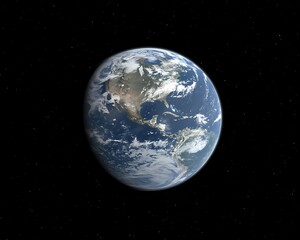 Fototapeta premium A photorealistic image of planet Earth suspended in outer space