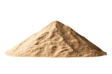 Mound of dry sand, granular texture, isolated on black, cut out transparent