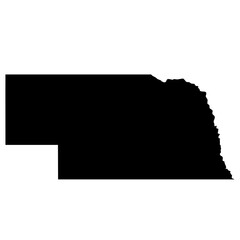 a black silhouette map of Nebraska state icon isolated on white © lacrimoza