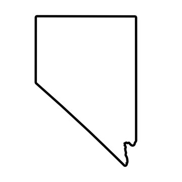 a black blank outline map of nevada state icon isolated on white from american states maps series