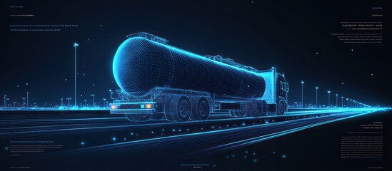 A futuristic digital rendering depicts a semi truck traveling on a highway