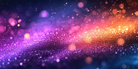 Colorful sparkles and shimmering lights create a magical atmosphere in a vibrant background