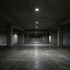 Obraz premium Empty Industrial Concrete Basement with Minimalist Design – Modern Architectural Background
