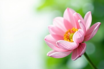 Fototapeta premium Delicate petals of a flower on a white background, closeup, greenery