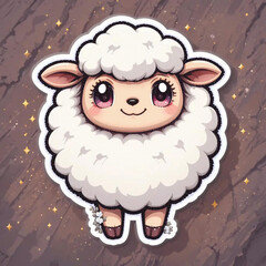 Fototapeta premium Cute Cartoon Sheep Illustration with Sparkles on a Textured Background