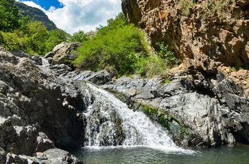 Meghradzor waterfall in summer (Kotayk province, Armenia)