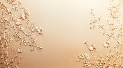 Beige floral embossed wall decor, elegant background