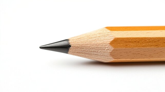 Close-up of sharpened wooden pencil tip.