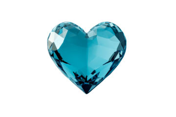 Crystal heart in light blue color, cut out transparent