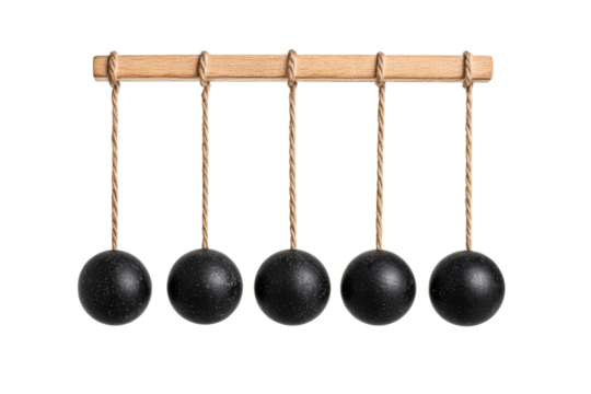 Newton's Cradle, Isolated Physics Demonstration, cut out transparent