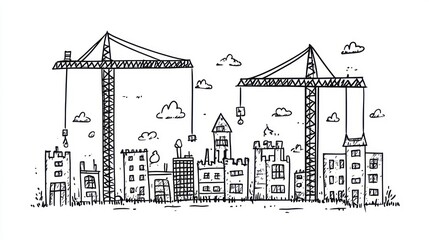 Obraz premium Simple sketch of city construction